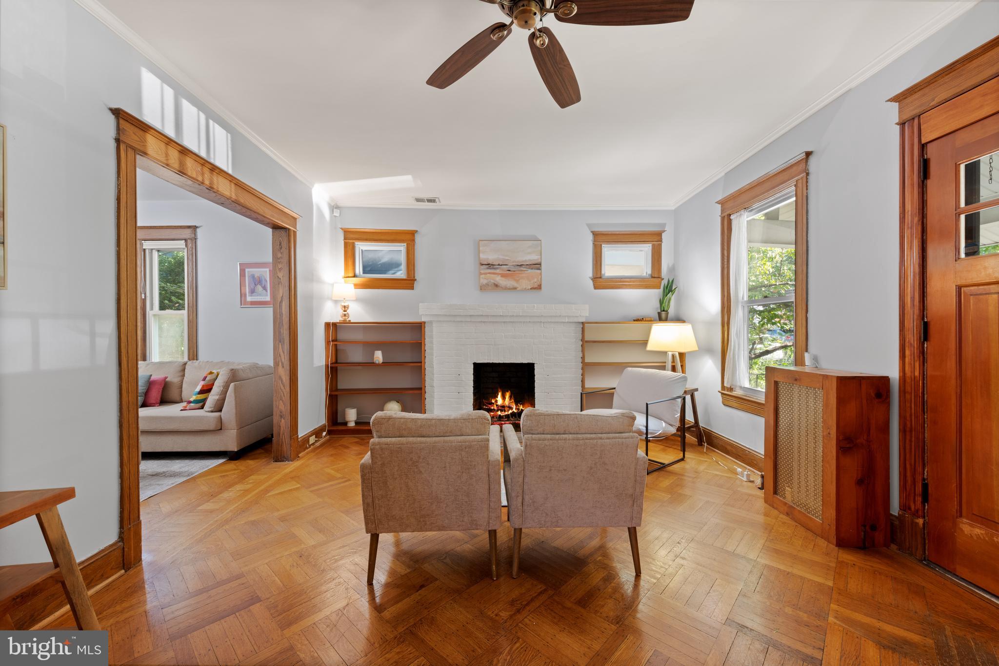 4110 4th Street Northwest Washington, DC 20011 - Photo 8 of 46 a living room with furniture windows and a fireplace