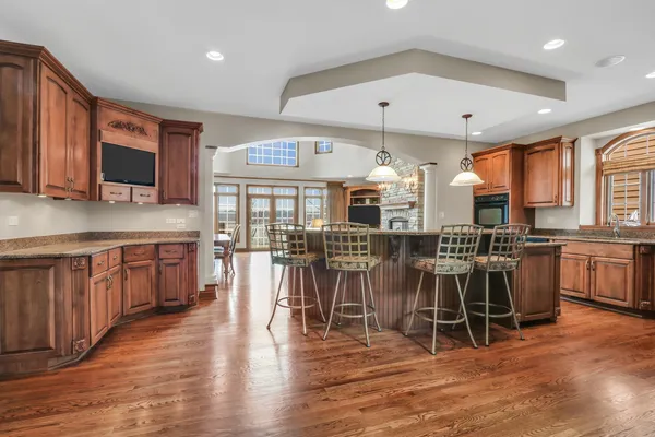 a kitchen with lots of counter top space