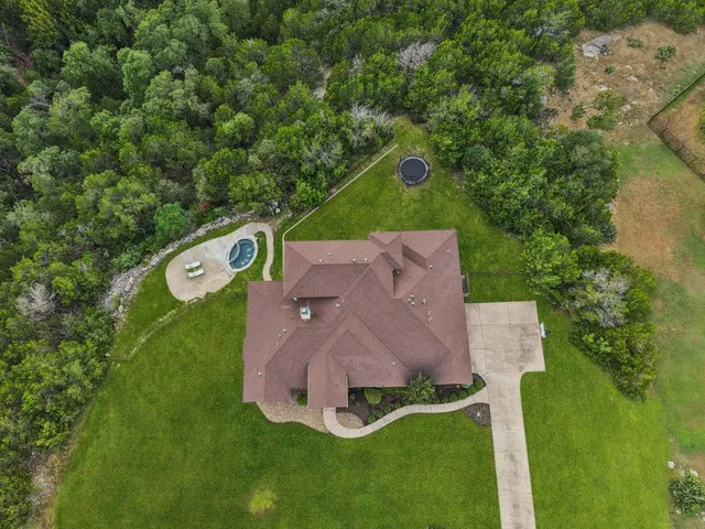 an aerial view of a house