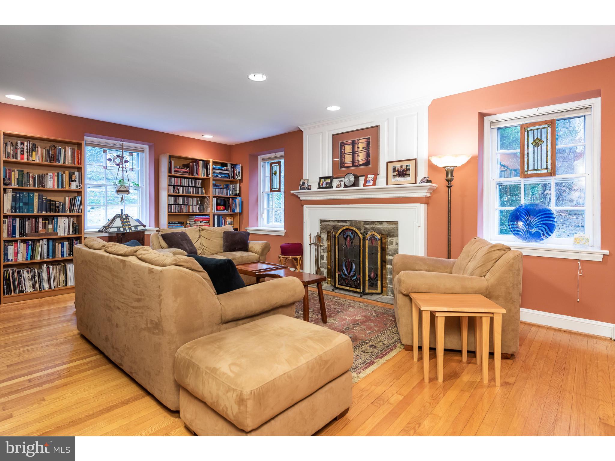 34 Rosedale Road Wynnewood, PA 19096 - Photo 8 of 32 LIVING RM WITH WOOD BURNING FIREPLACE