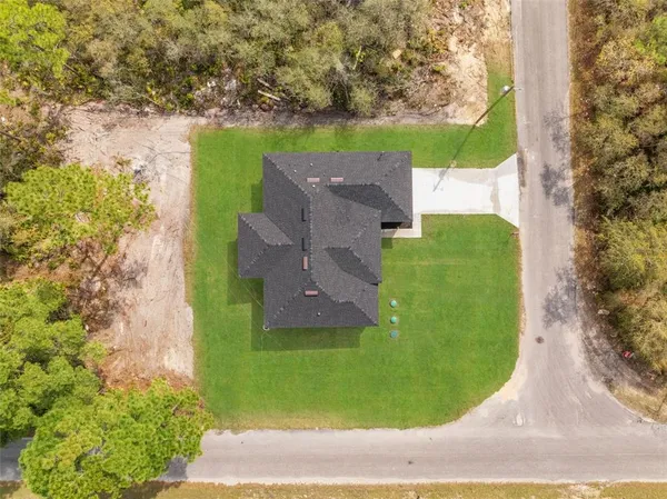 an aerial view of a house