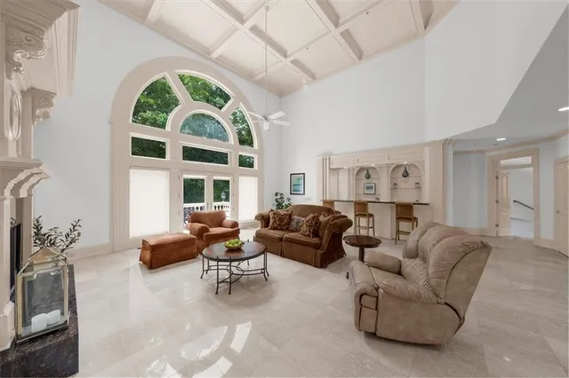 a bathroom with a sink vanity and a mirror
