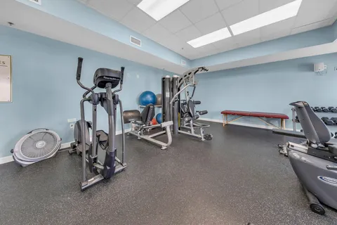 a view of a room with gym equipment
