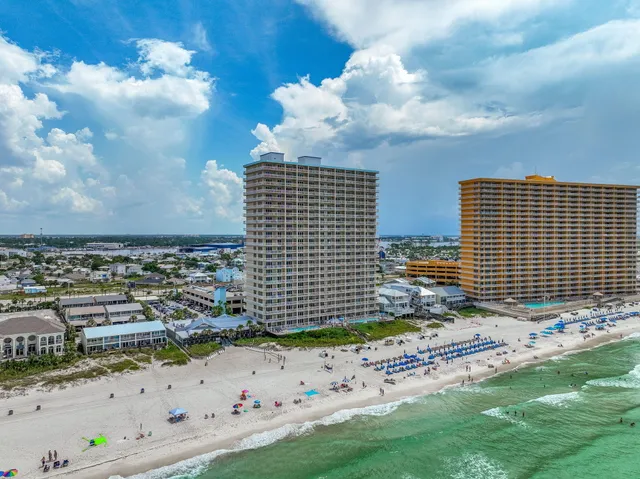 an aerial view of a city