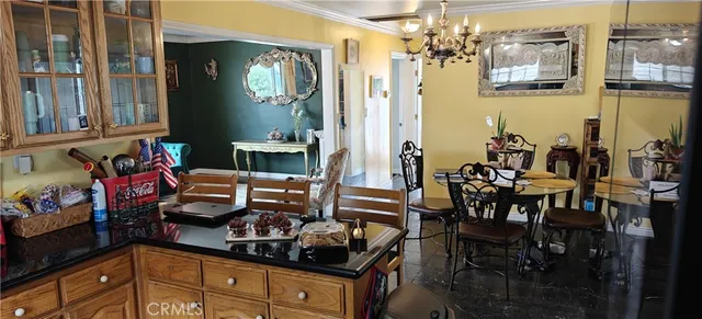 an outdoor living area with furniture