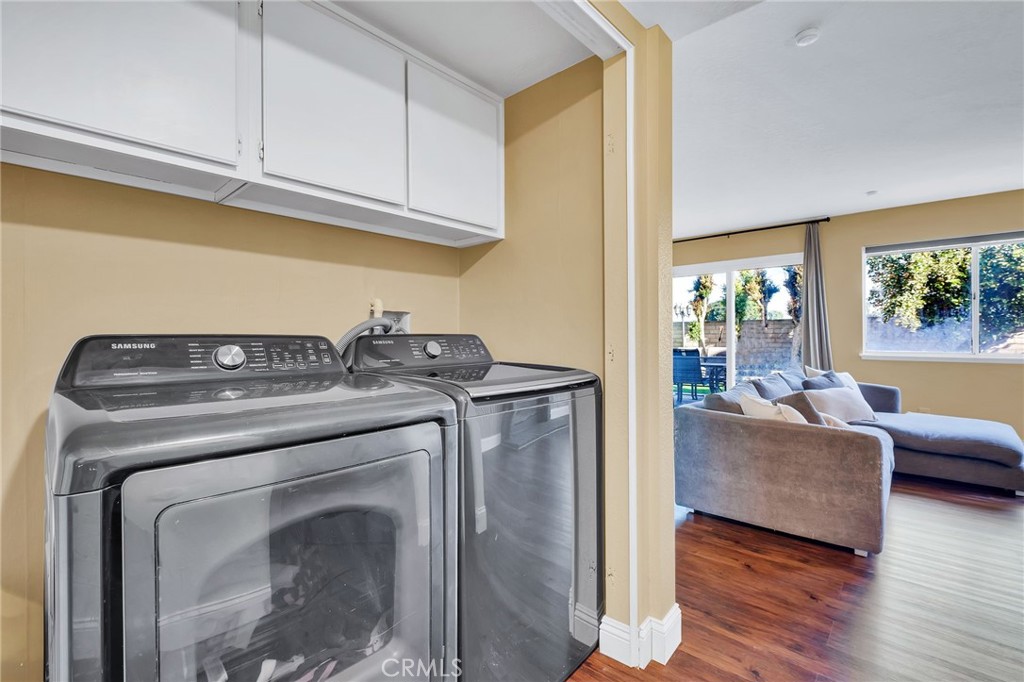 1780 North Azure Street Anaheim, CA 92807 - Photo 33 of 68 a utility room with wooden floor washer and dryer