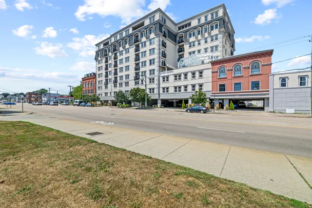 a view of building with a street