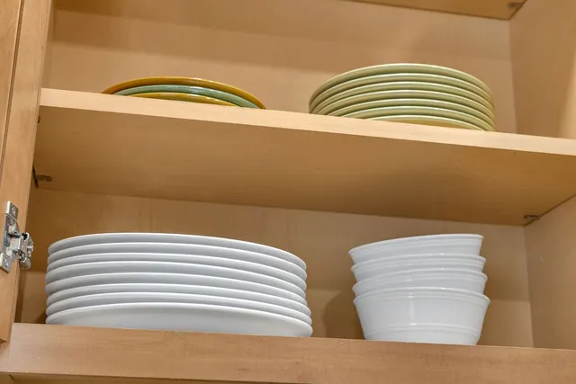 a view of a room with storage