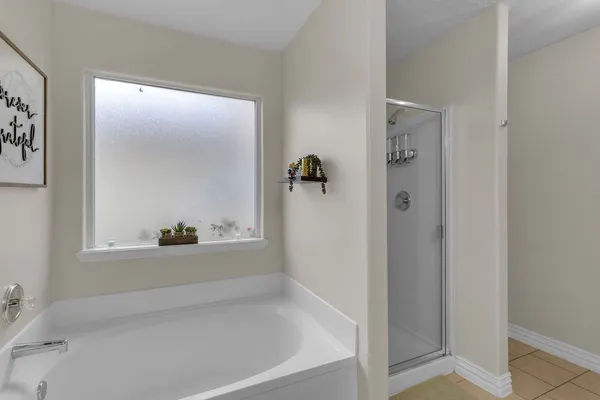 a bathroom with a bathtub