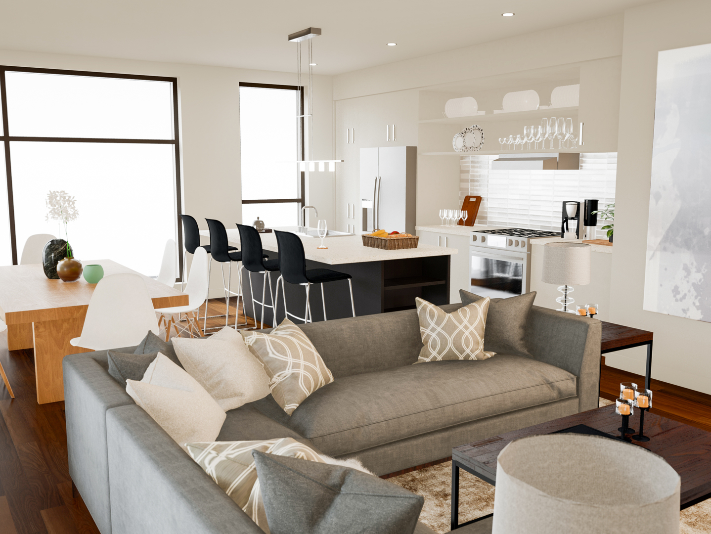 5691 North Ridge Avenue, Unit 302 Chicago, IL 60660 - Photo 7 of 12 a living room with furniture and kitchen view