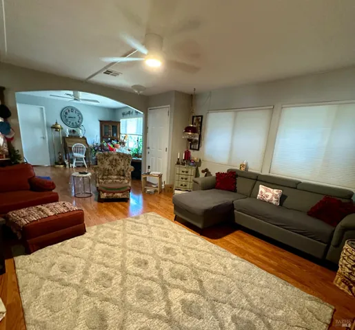 a living room with furniture and a couch