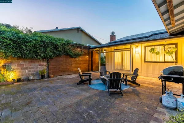 a view of a outdoor space with a patio