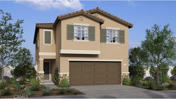 a front view of a house with garage