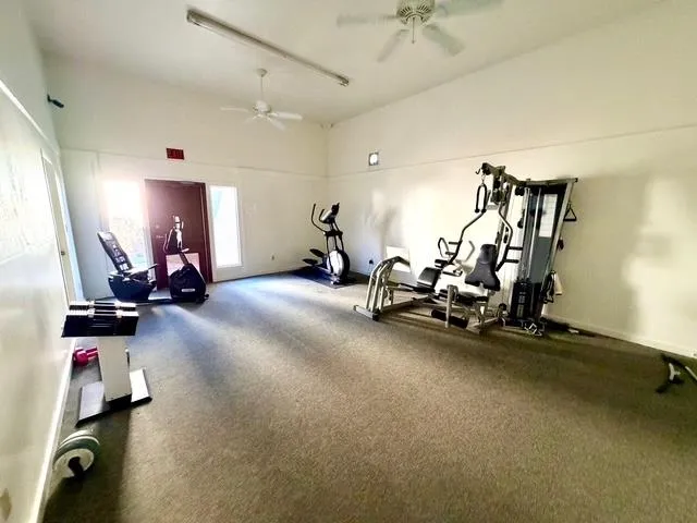 a view of a room with gym equipment