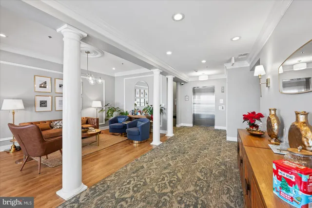 a view of balcony with furniture