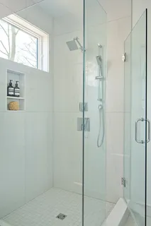 a bathroom with a shower