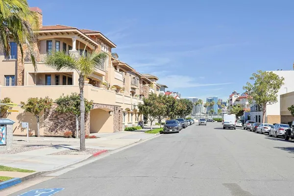 a view of a building with a street