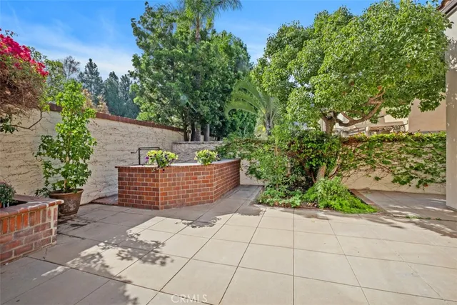 a view of a patio with couches and a potted plant on a table and a potted plant