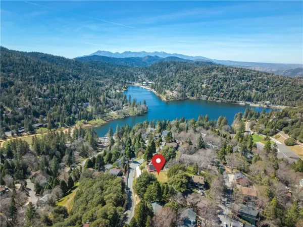 a view of a lake with a mountain