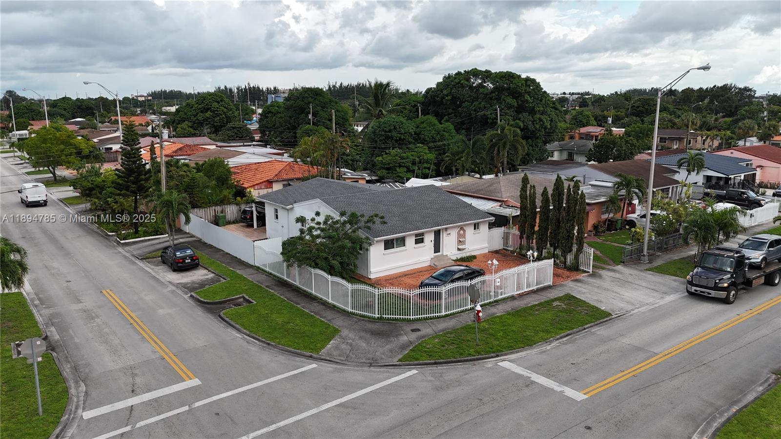 a aerial view of a house with porch