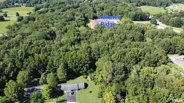 an aerial view of a house with swimming pool and garden