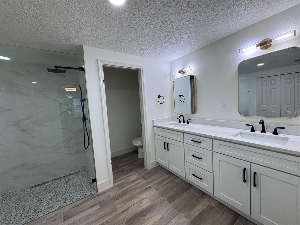 2933 Stearns Road Valrico, FL 33596 - Photo 15 of 16 a bathroom with a double vanity sink mirror and shower