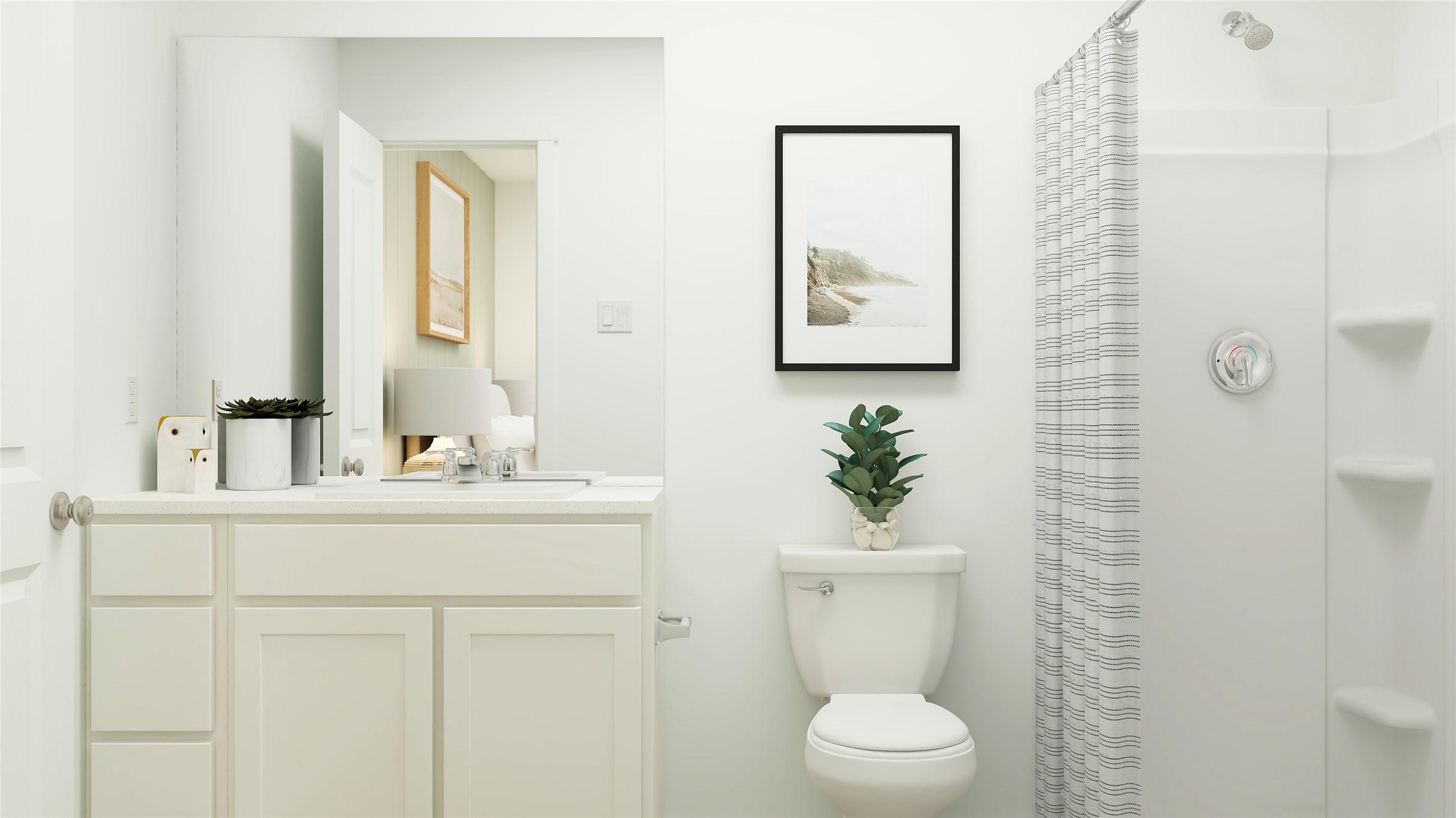 2323 Silvercloud Drive Lockhart, TX 78644 - Photo 15 of 26 a bathroom with a toilet a sink a mirror a shower and vanity