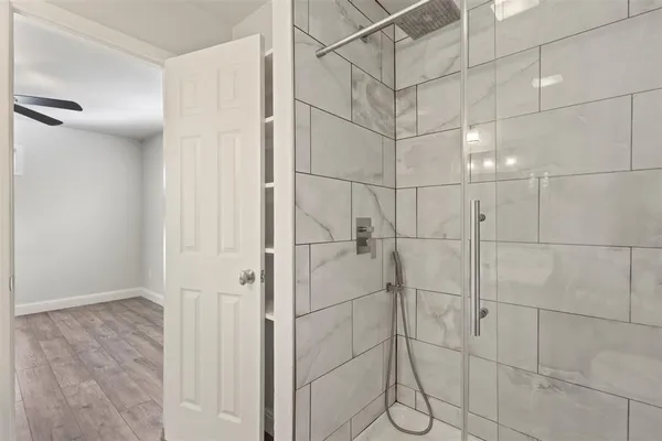 a bathroom with a shower
