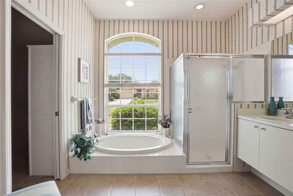 7221 Aloe Drive Spring Hill, FL 34607 - Photo 16 of 34 a en suite bathroom with a tub and a large window