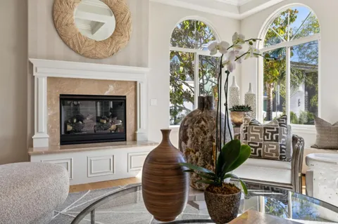 a view of a livingroom with furniture and closet