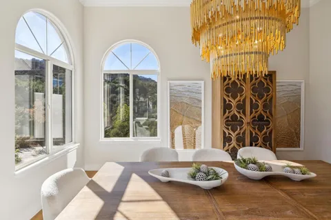 a outdoor living space with furniture and city view
