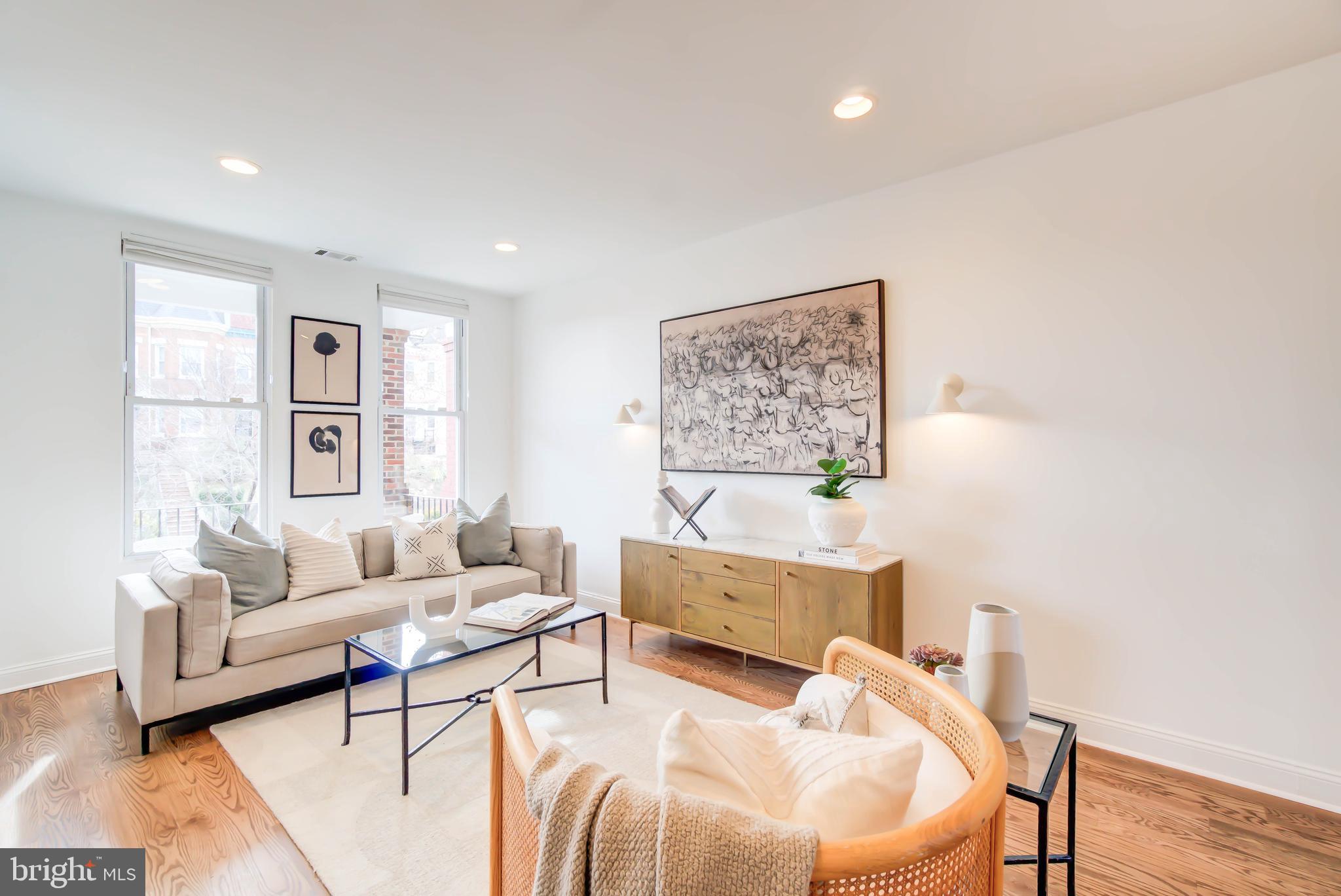 1111 Fairmont Street Northwest Washington, DC 20009 - Photo 6 of 55 Living Room w Oversized South Facing Windows