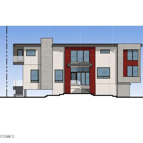 a view of front of a house with large windows