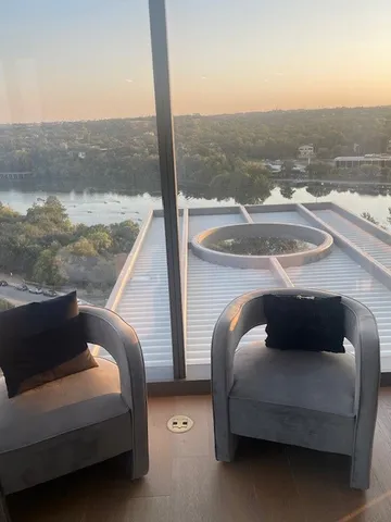 a balcony with view of ocean