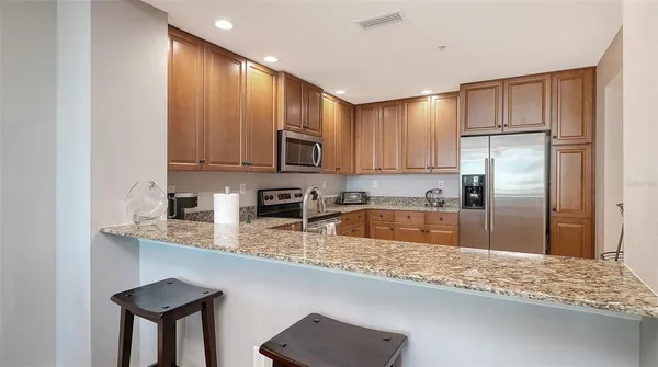a view of a kitchen counter top space