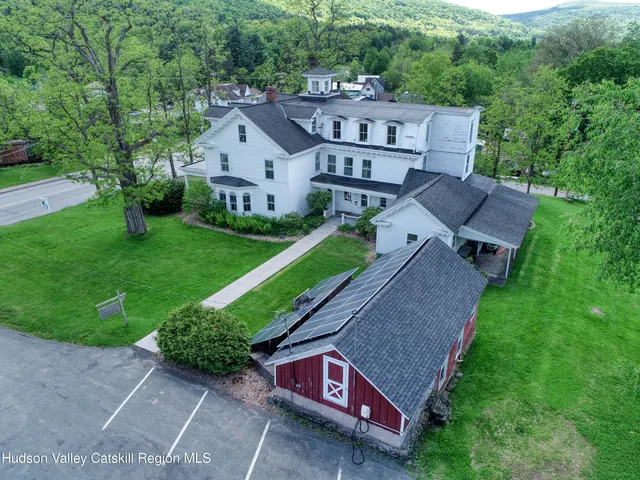 an aerial view of a house