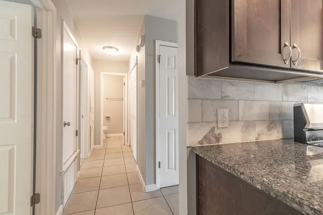 a view of a kitchen cabinets