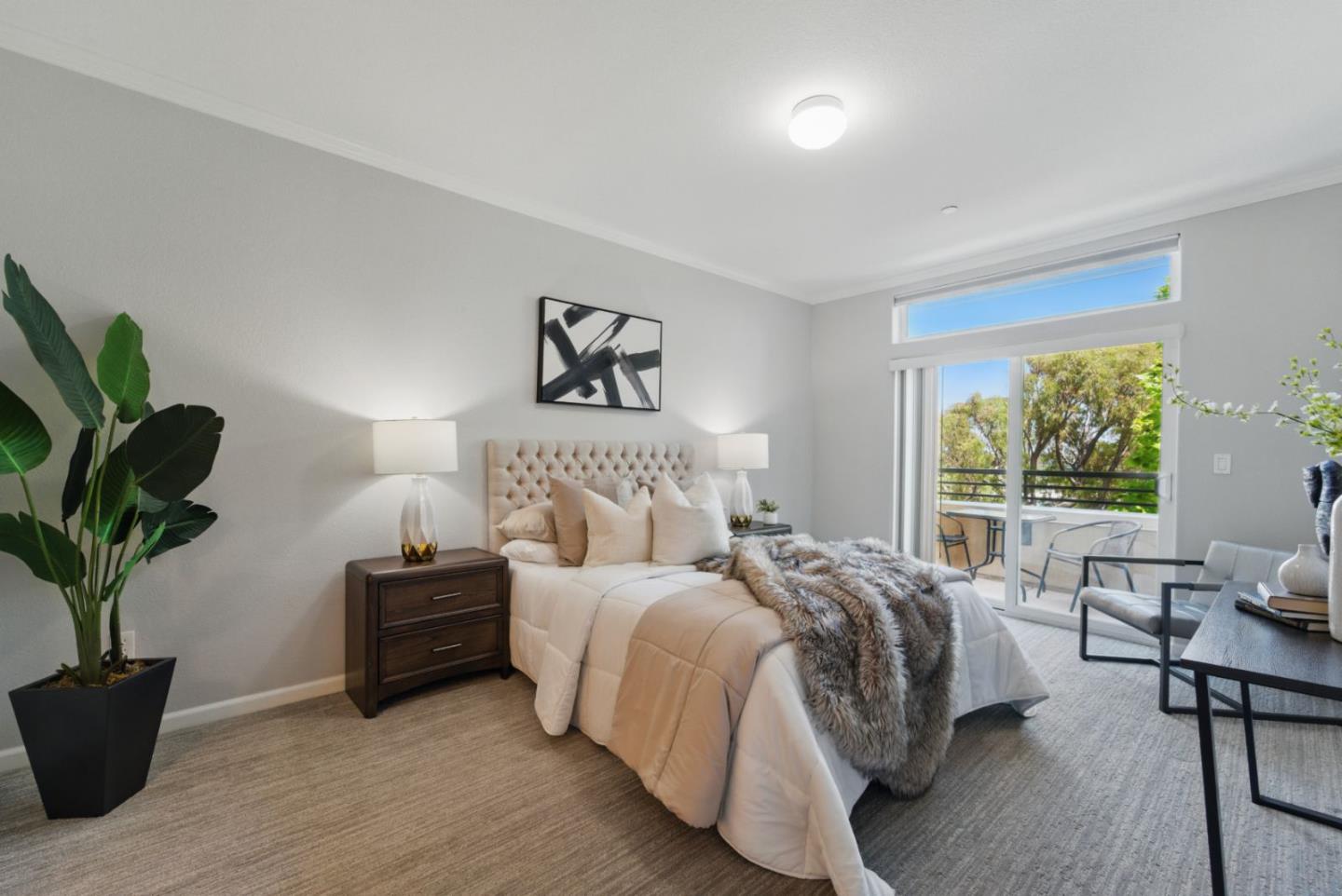 1388 Broadway, Unit 328 Millbrae, CA 94030 - Photo 9 of 25 a bedroom with bed and a potted plant