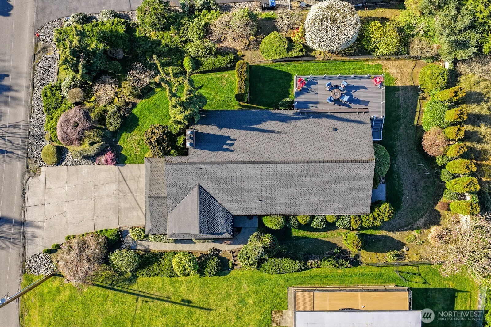 5311 Sound Avenue Everett, WA 98203 - Photo 32 of 40 an aerial view of a house with a yard and potted plants