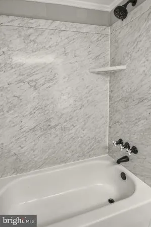 a bathroom with a bathtub