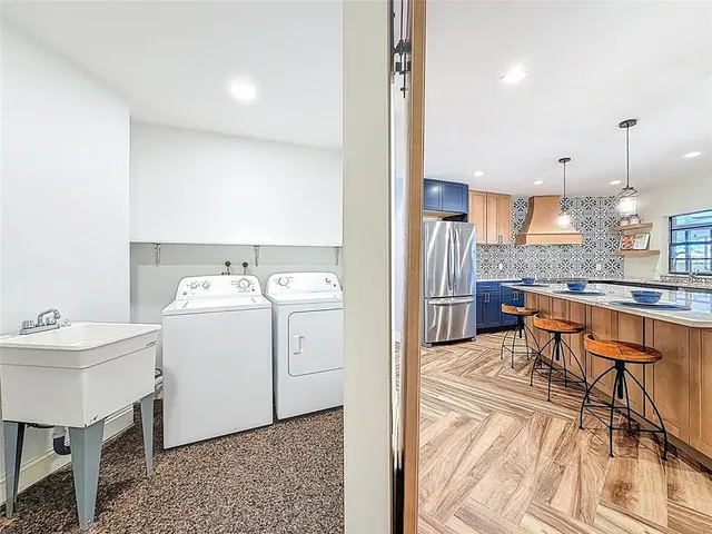 a view of a room with a window