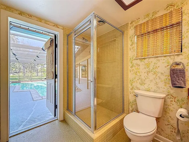 a view of a lake with a big yard