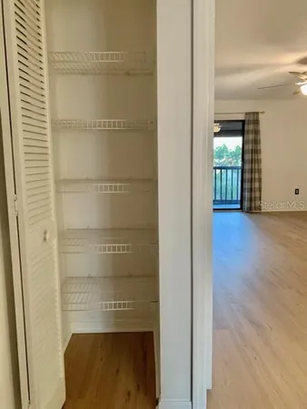 a view of a garden with a bench