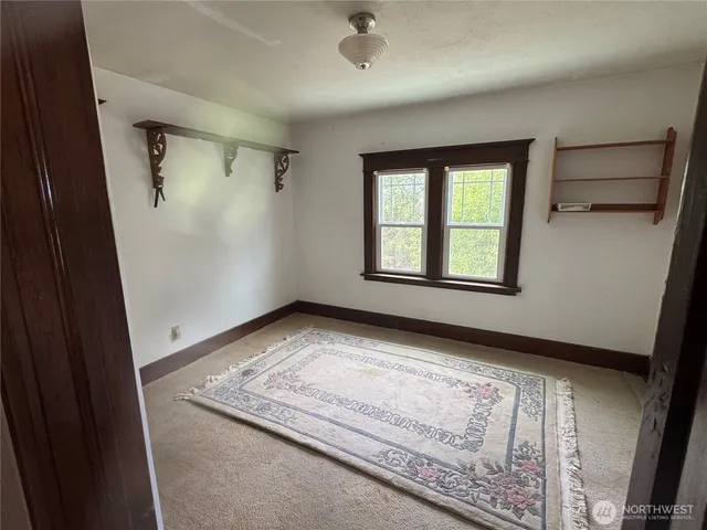 a living room with a large window