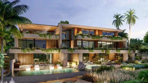 a front view of a house with swimming pool