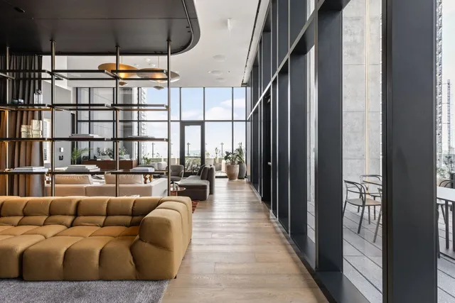 a outdoor space with lots of tables and chairs