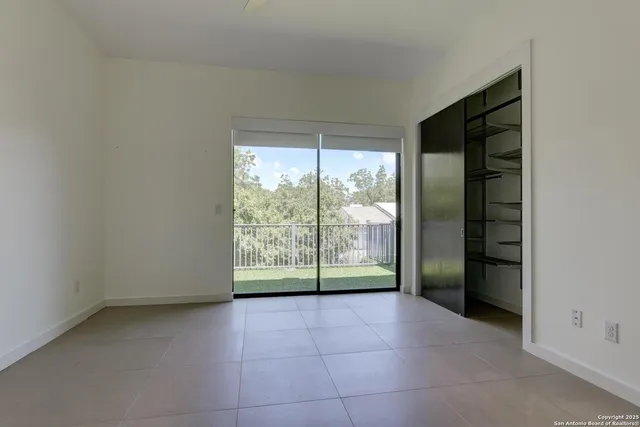 an empty room with closet