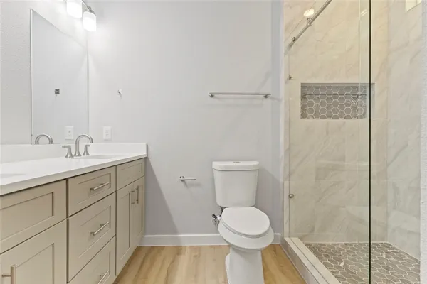 a bathroom with a shower