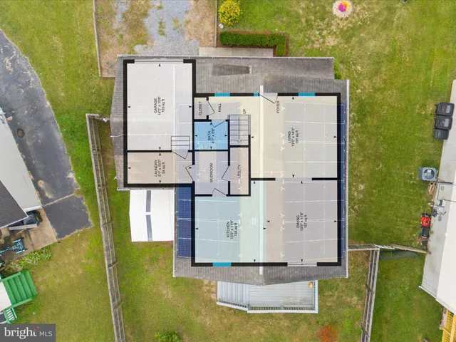 aerial view of a house with swimming pool