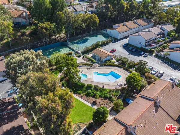 an aerial view of a house